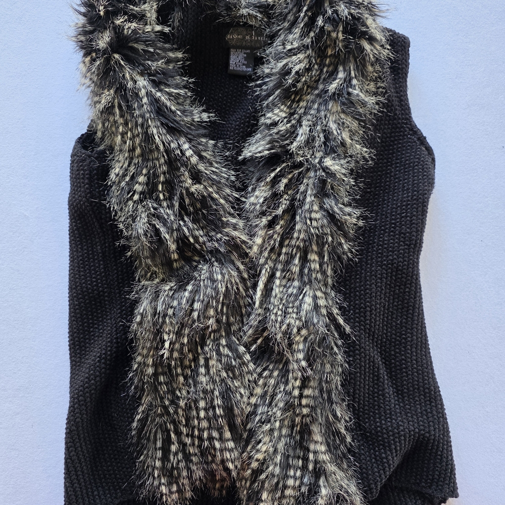 Live a Little Black Sweater with Faux Fur Accent